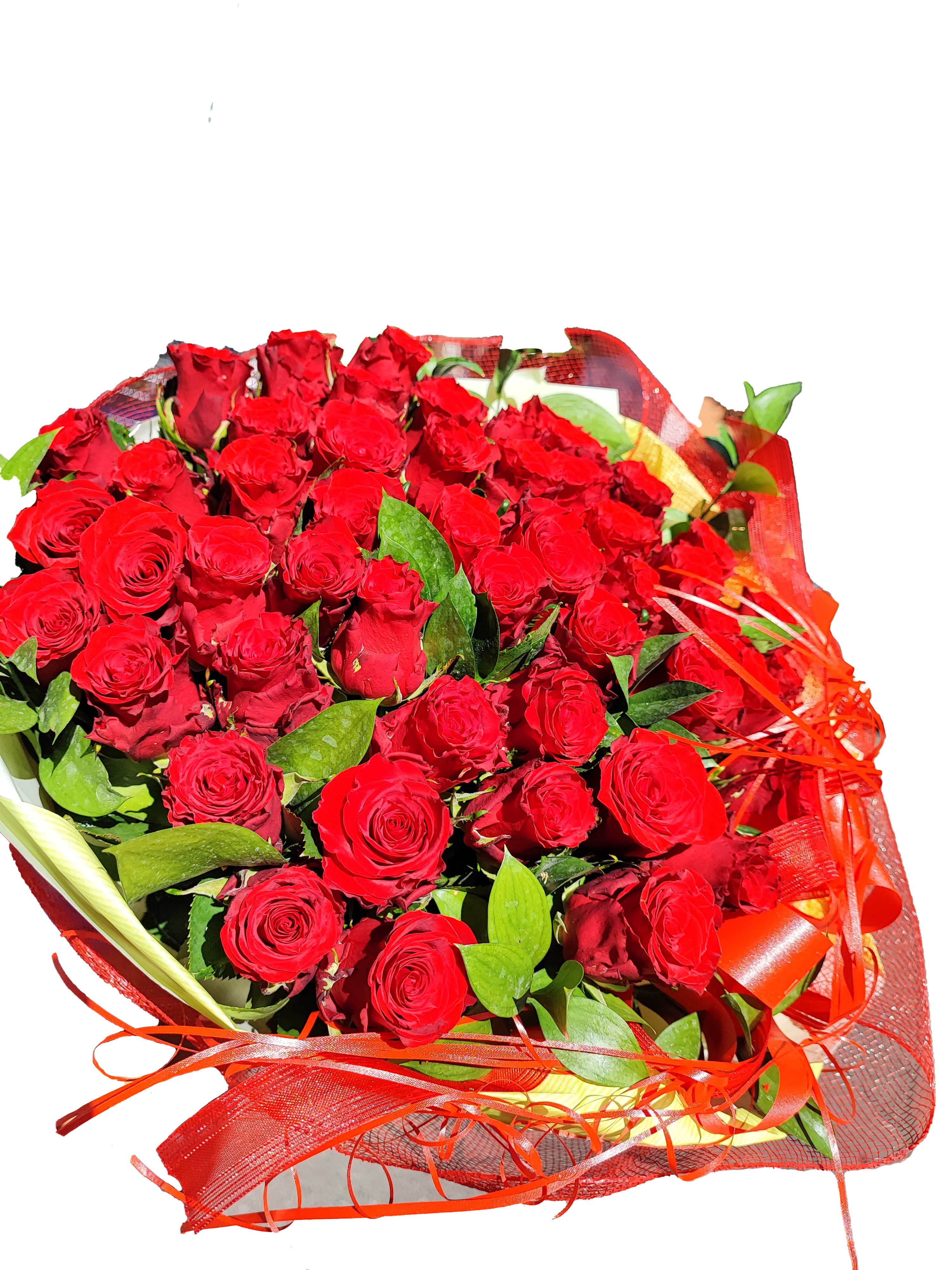 Bouquet 50 Rose Rosse Bocciolo grosso media lunghez